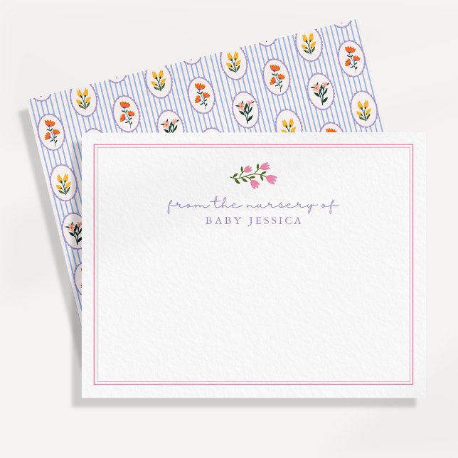 Invitación francés, floral, rosa / azul, del cuarto de bebé d (Subido por el creador)