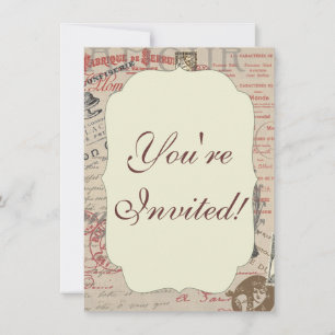 Invitación Francés vintage que escribe París tipografía de ga