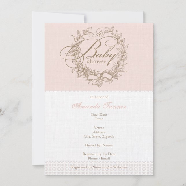 Invitación francesa a Baby Shower - Rosa (Anverso)