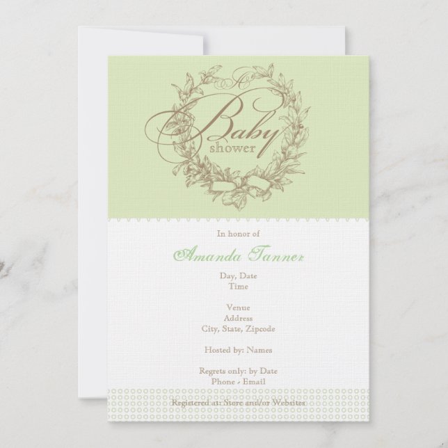 Invitación francesa a Baby Shower - Verde (Anverso)