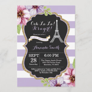 Invitación francesa de Baby Shower de la torre