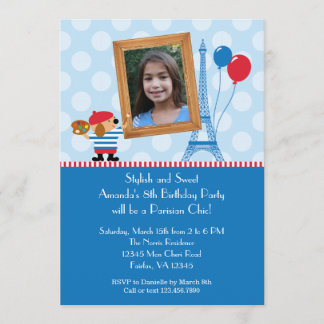 Invitación francesa de Birtday de la foto del
