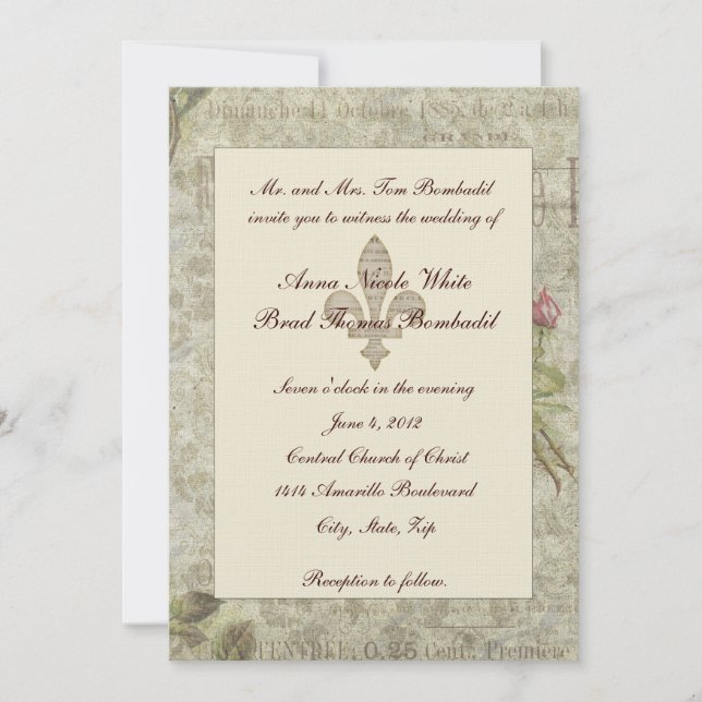 Invitación francesa de la boda del collage del (Anverso)