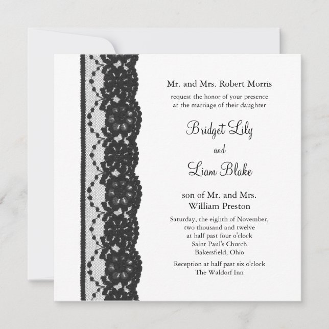 Invitación francesa de la boda del cordón (white) (Anverso)