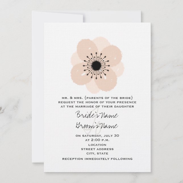 Invitación francesa rosada de la boda de la (Anverso)