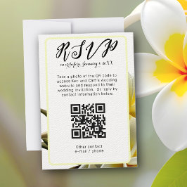 Invitación Frangipani Código QR vertical Boda RSVP