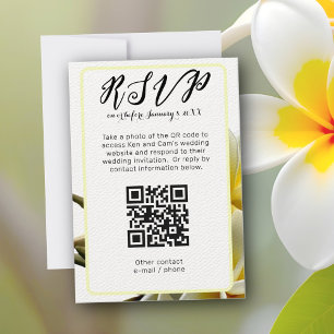 Invitación Frangipani Código QR vertical Boda RSVP