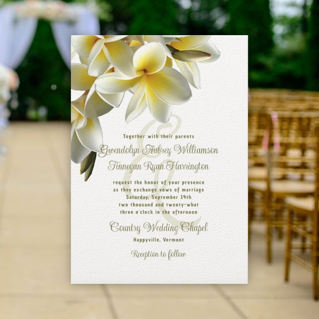 Invitación Frangipani Flores Boda Blanco (Subido por el creador)