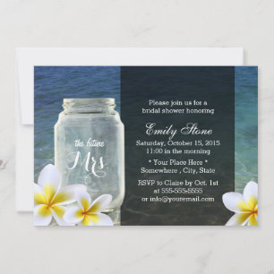 Invitación Frangipani & Mason Jar Beach Theme Shower