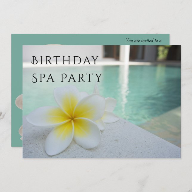 Invitación Frangipani & Pool Birthday Spa Day (Anverso / Reverso)