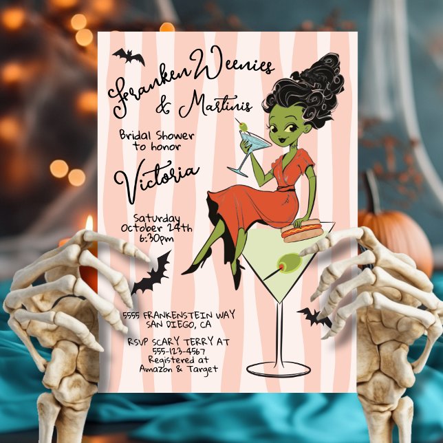 Invitación Franken Weenies y Martinis Halloween Bridal Shower (Subido por el creador)