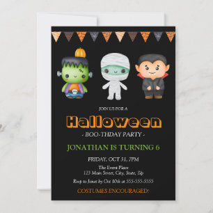 Invitación Frankenstein Mummy Vampire Halloween Cumpleaños