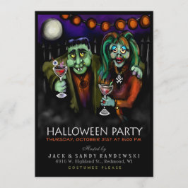 Invitación Frankenstein y el fiesta de Halloween de la fecha