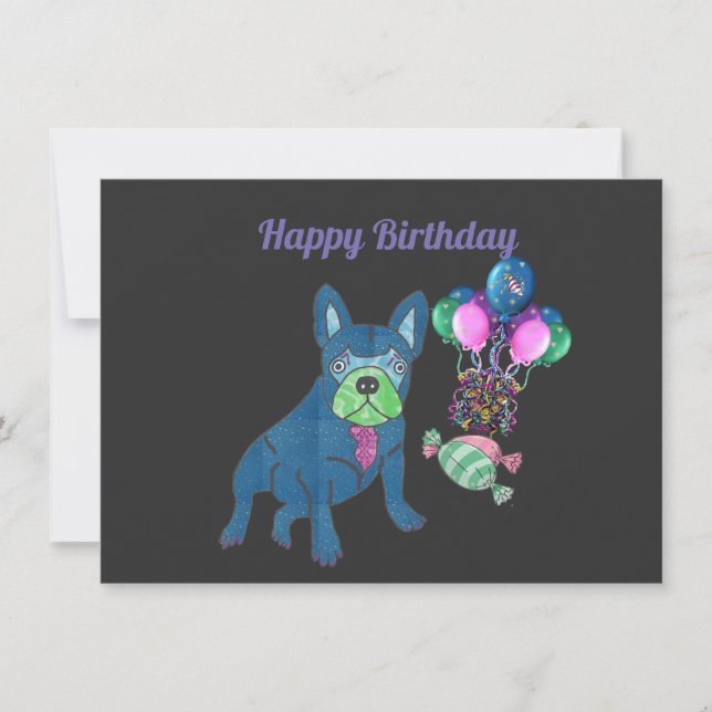 Invitación Französische Bulldogge Geburtstagskarte (Anverso)