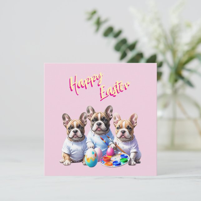 Invitación Französische Bulldogge Happy Easter French Bulldog (Anverso de pie)