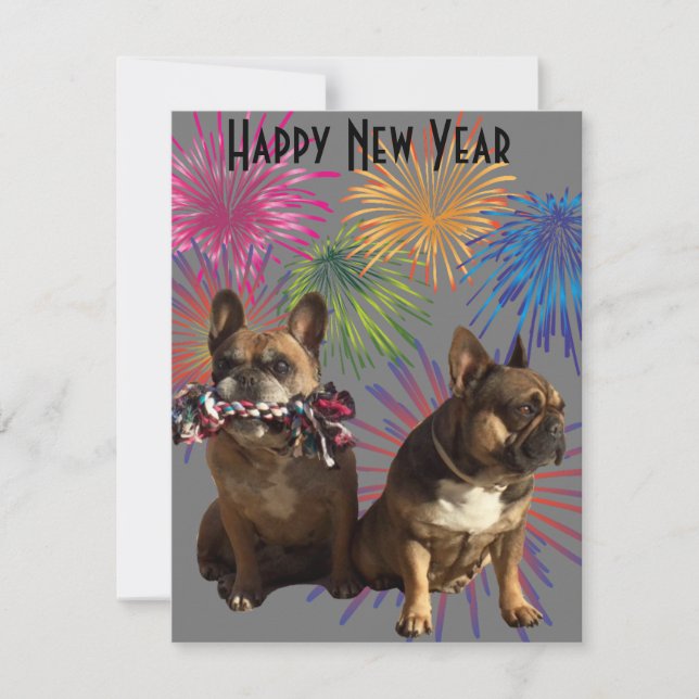 Invitación Französische Bulldogge Neujahr French Bulldog (Anverso)