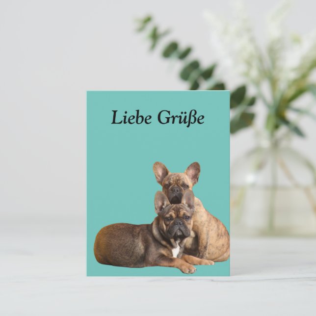 Invitación Französische Bulldogge Postkarte (Anverso de pie)