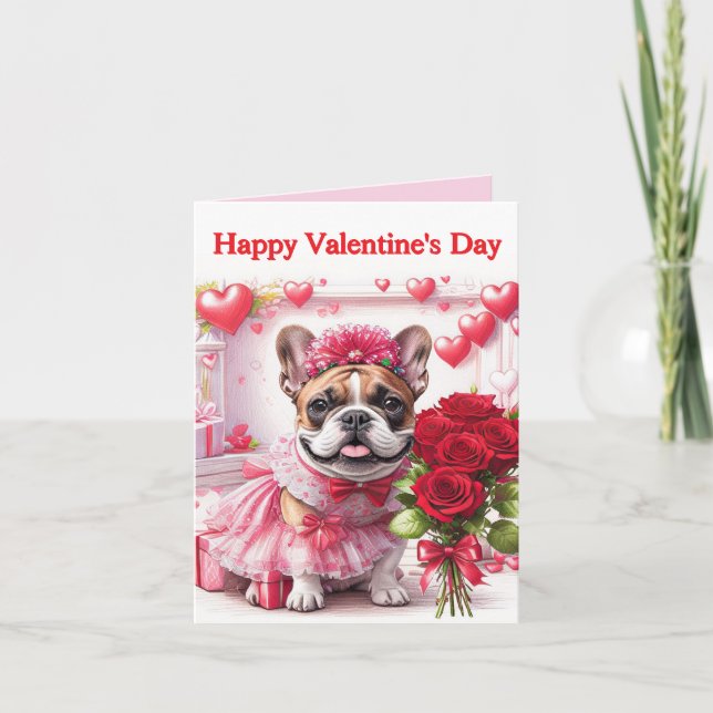Invitación Französische Bulldogge Rosen French Bulldog (Anverso)