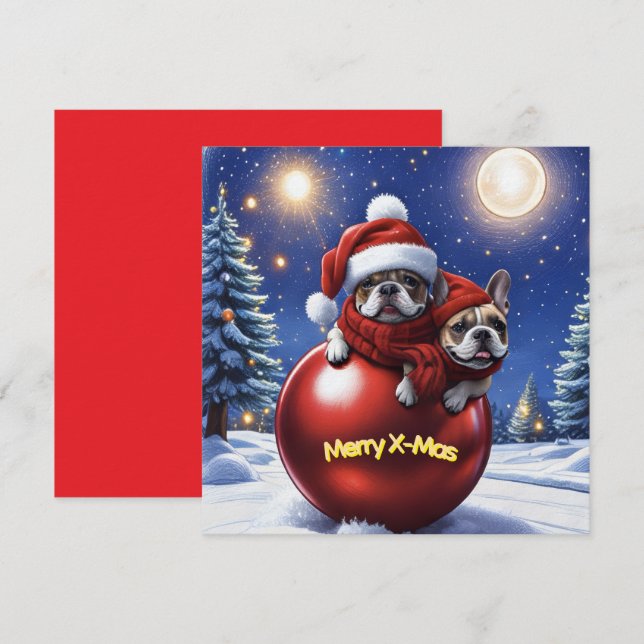 Invitación Französische Bulldogge Weihnachten  French Bullog (Anverso / Reverso)
