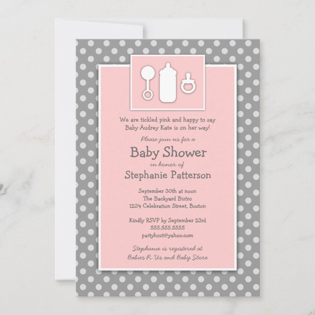 Invitación Frasco Bliky Rattle Tickled Baby Shower (Anverso)