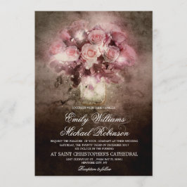 Invitación Frasco de mason con boda de cuerdas de rosa