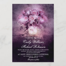 Invitación Frasco de mason con boda de cuerdas de rosa