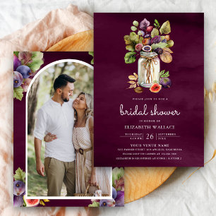 Invitación Frasco de Mason de higo morado ciruela Foto Ducha 