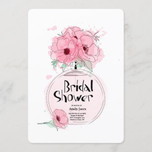 Invitación Frasco de perfume de duchas de novia con flores