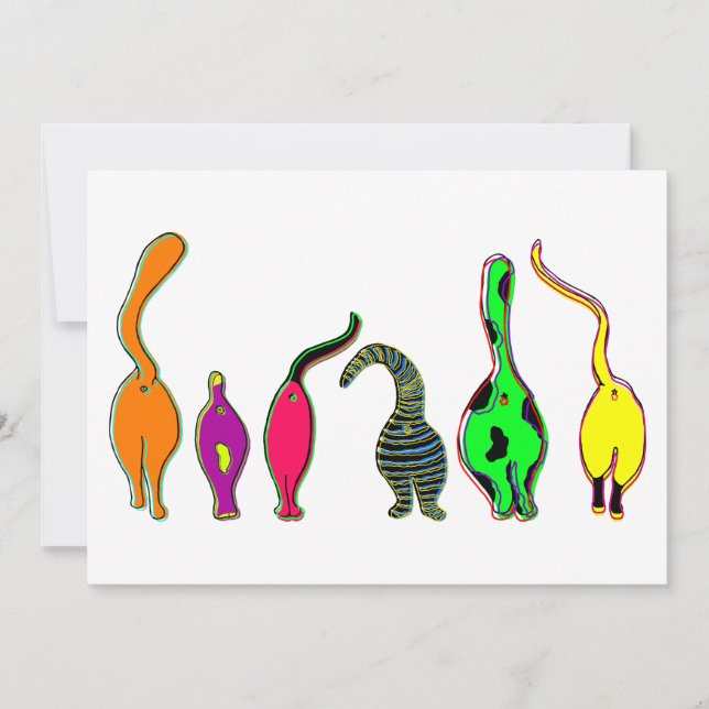 Invitación Frascos de gato coloridos (Anverso)