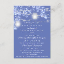Invitación Frascos de luces de boda rústico brillo azul chisp