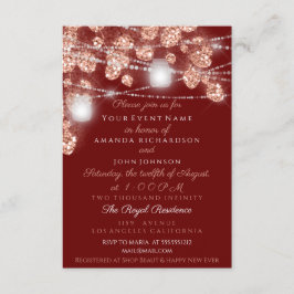 Invitación Frascos de luces de boda rústico rosa dorado rubor
