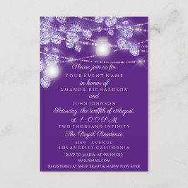 Invitación Frascos de Luces de Boda Rústicos Purpura Violeta
