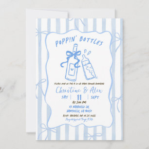 Invitación Frascos de pasador de mano de rayas azules Baby Sh