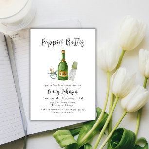 Invitación Frascos Sage Green Poppin Champagne Baby Shower