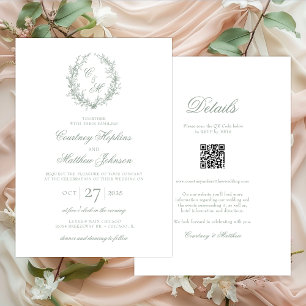 Invitación Fraude Botánico Verde Masaje Todo En Un Boda