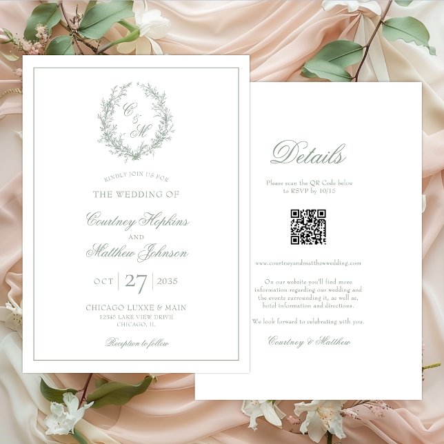 Invitación Fraude Botánico Verde Masaje Todo En Un Boda (Subido por el creador)