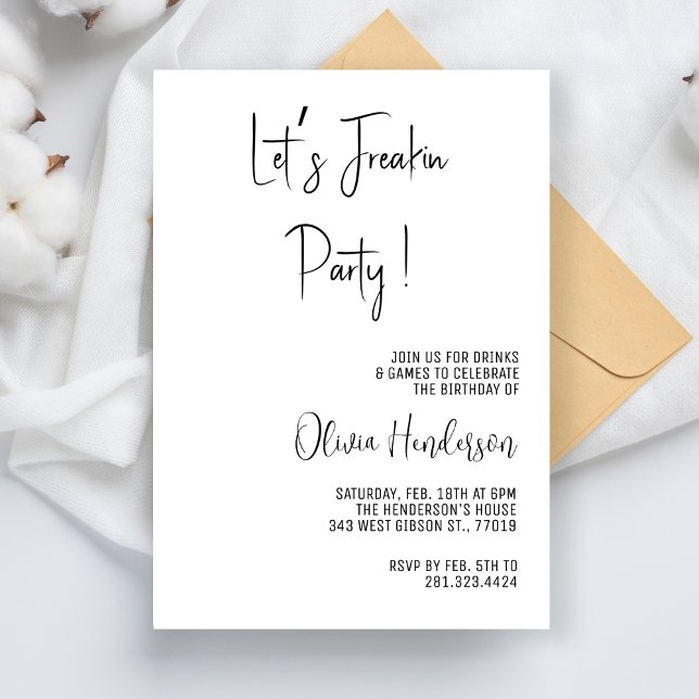 Invitación Freakin mensaje de texto Fiesta simple cumpleaños (Subido por el creador)