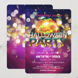 Invitación Freaking Jack O Lantern Disco Ball Halloween Espel
