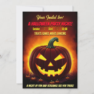 Invitación Freaky Halloween Pumkin Fiesta