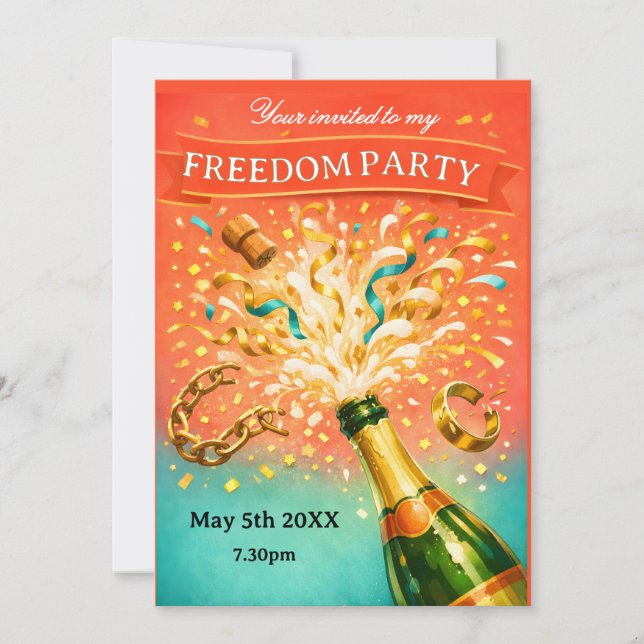 Invitación Freedom party getting divorced (Anverso)