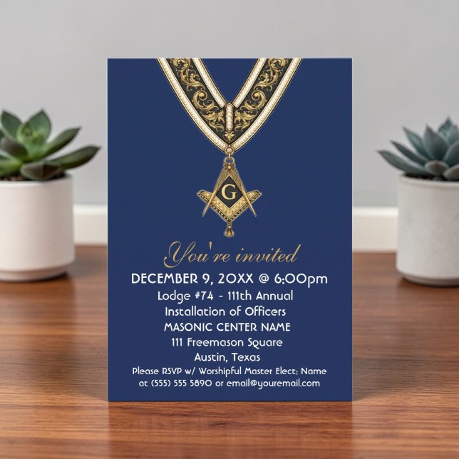 Invitación Freemason Masonry Blue Square and Compass (Subido por el creador)