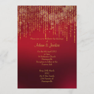 Invitación Fregadero ELEGANTE de hojas de oro y rojo vibrante