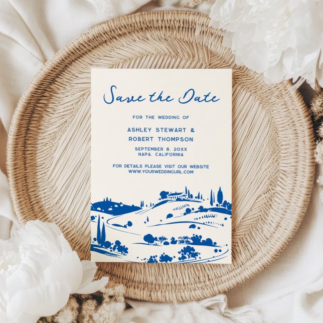 Invitación French Blue Pastoral Countryside Save the Date (Subido por el creador)