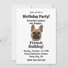 Invitación French Bulldog Face Birthday Party