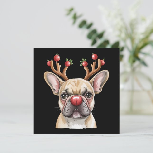 Invitación French Bulldog Reindeer Dog Lover Christmas Xmas (Anverso de pie)
