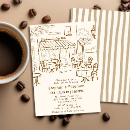 Invitación French Coffee Shop Themed Cafe Bebe Baby Shower