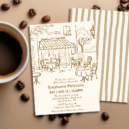 Invitación French Coffee Shop Themed Cafe Bebe Baby Shower