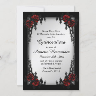 Invitación French Quarter Goth Plata Quinceañera 
