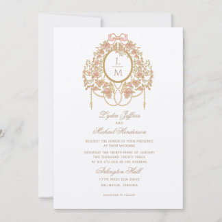 Invitación French Rococo Rose Monogram Wedding