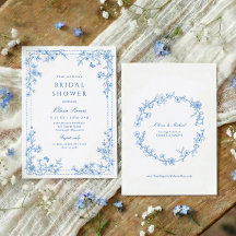 French Toile Chinoiserie Blue White Bridal Shower
